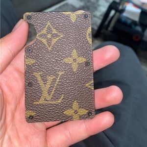 Mens ridge cardholder wallet made with real lv material custom made brand new